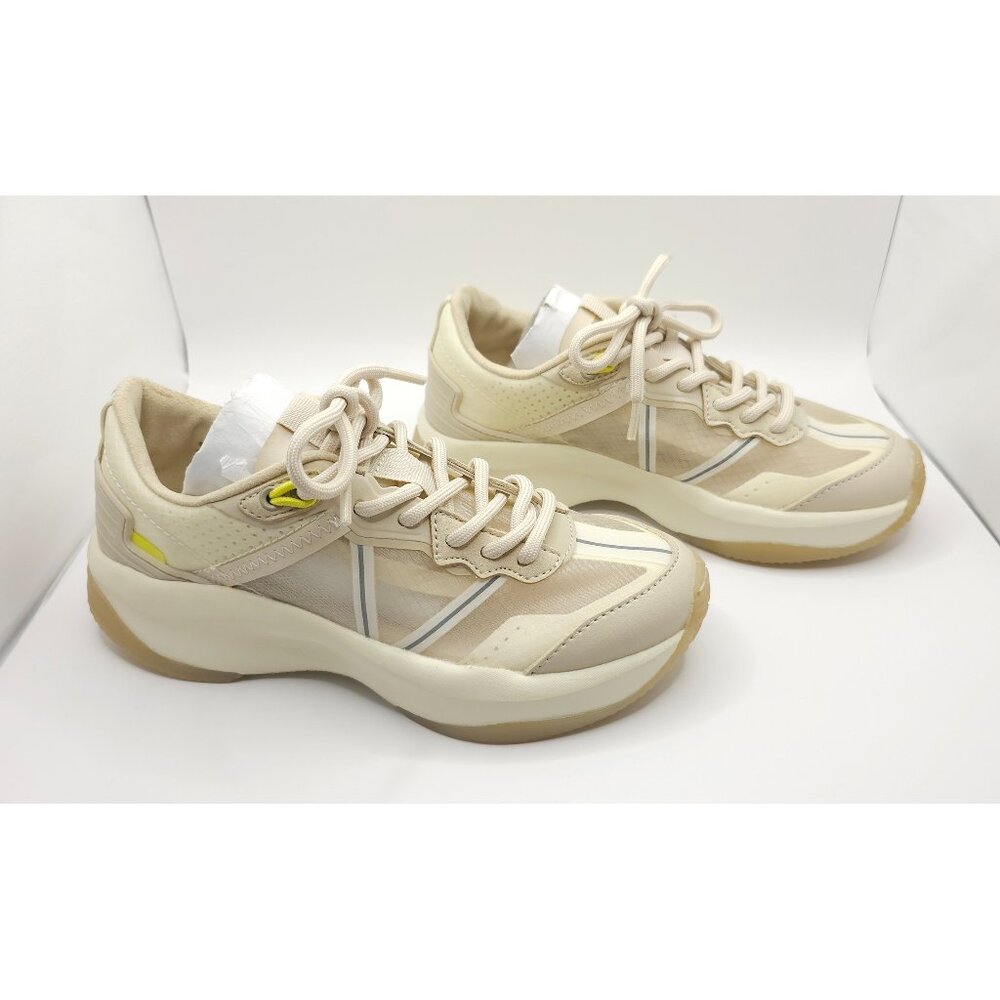 ZARA Beige White Translucent Mesh Trainer Sneakers w/ Memory Foam NWT US1 EU32